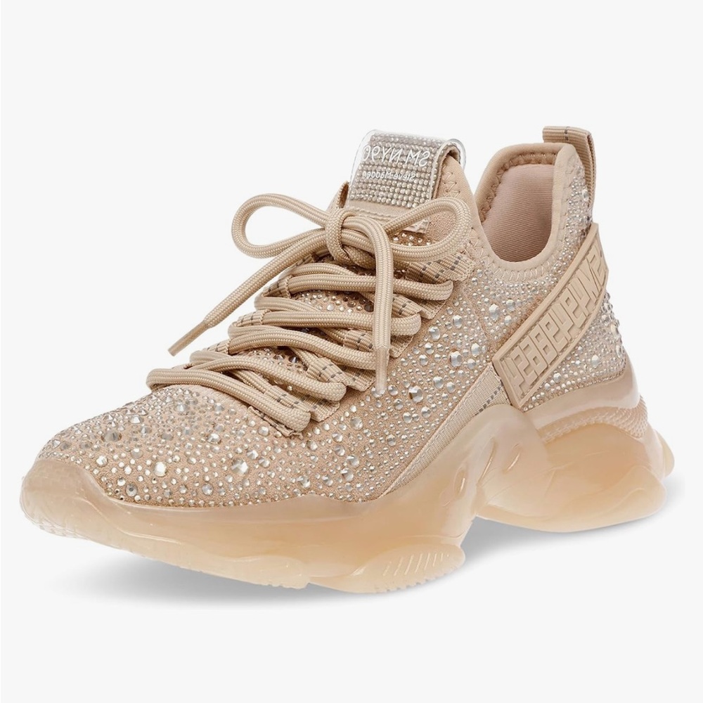 Steve Madden Women's Maxima Sneaker size 7 blush rhinestone like new shoe
